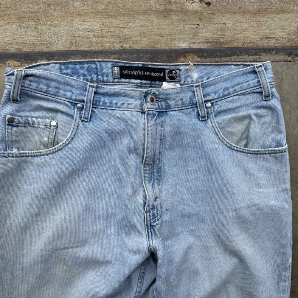 Vintage Levis‎ SilverTab Straight Relaxed Light Wash Baggy Denim Jeans 36x32 90s